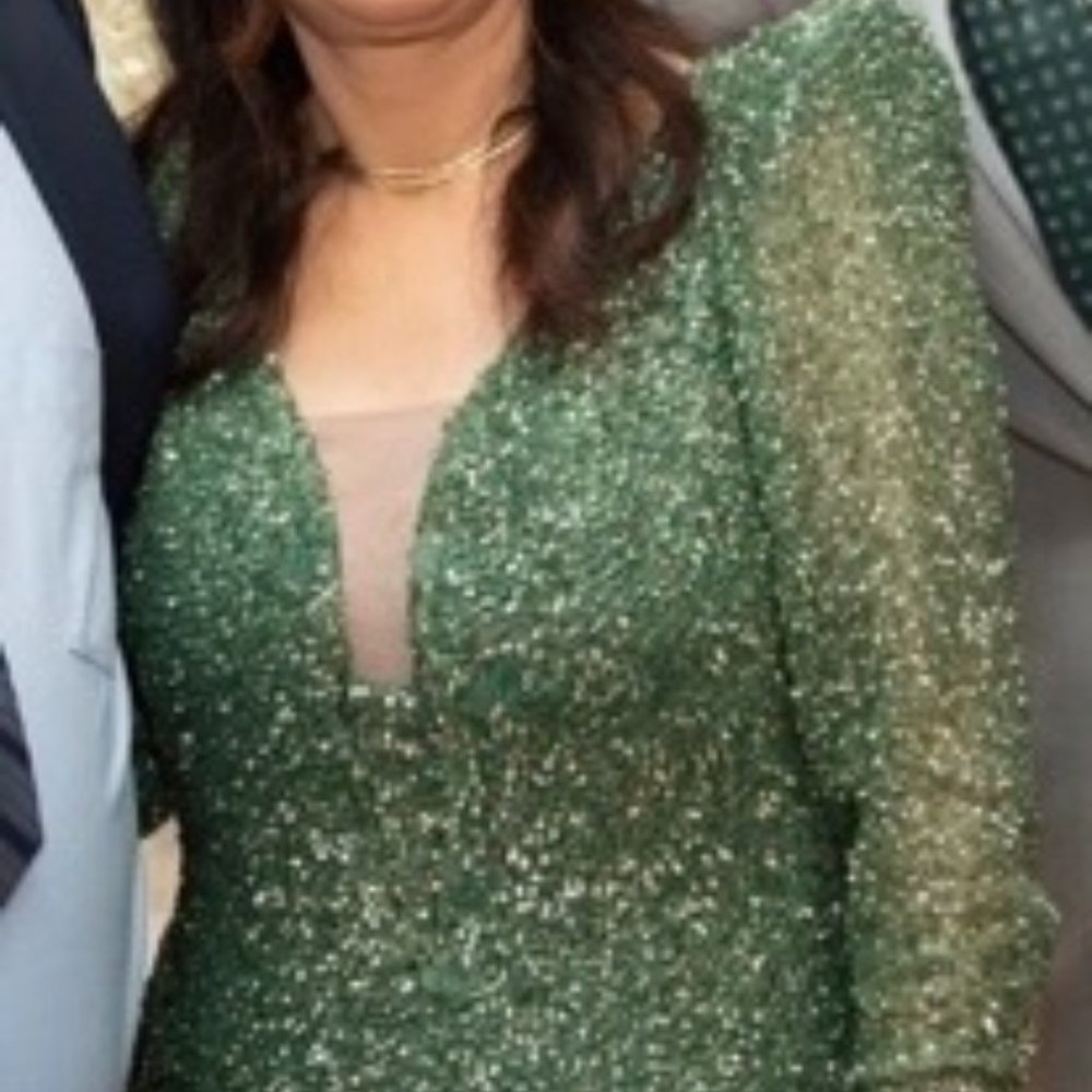 Valdrin Sahiti Emerald Green Custom Dress